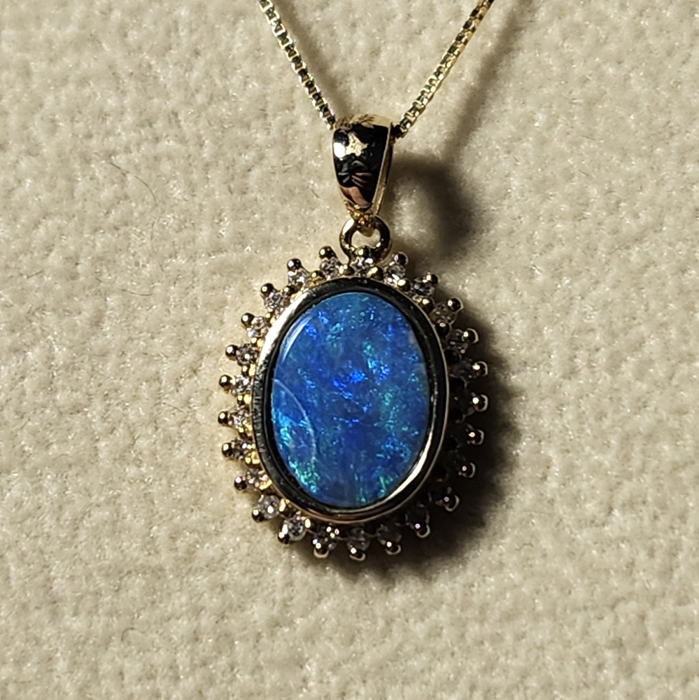 14k yellow gold boulder opal necklace